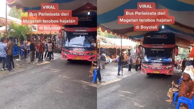 Pengendara terobos acara hajatan (TikTok/@kabar.magetan)
