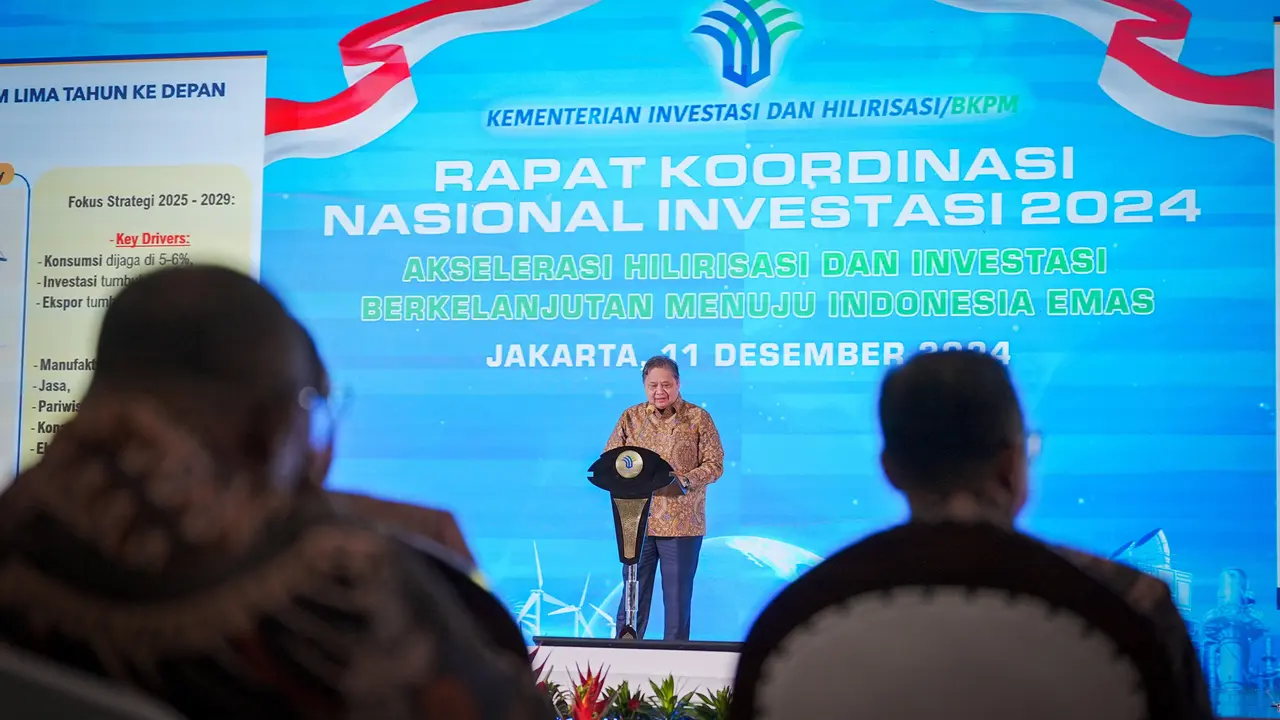 Menteri Koordinator Bidang Perekonomian Airlangga Hartarto dalam Rapat Koordinasi Nasional Investasi 2024 di Jakarta, Rabu (11/12/2024). (Dok Kemenko Perekonomian)
