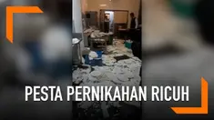 Pesta pernikahan berujung ricuh dan menjadi ajang baku hantam. Para tamu undangan mengamuk karena tak puas dengan makanan yang disajikan pihak hotel.