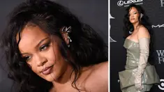 Foto kolase penyanyi Barbados Rihanna saat menghadiri pemutaran perdana film "Black Panther: Wakanda Forever" Marvel Studios di Dolby Theatre di Hollywood, California, pada 26 Oktober 2022. (AFP/Valeri Macon)