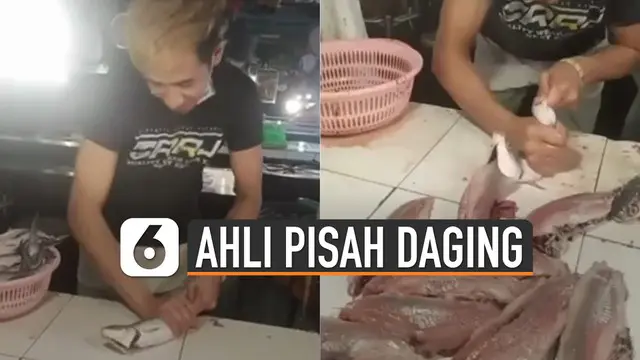 Aksi keren dilakukan oleh pria satu ini memisahkan daging ikan bandeng dari kulitnya dengan sangat cepat.