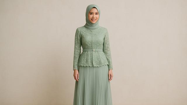 Kebaya dengan Rok Plisket Panjang (Foto: ChatGPT)