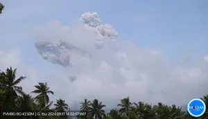 Gunung Ibu kembali erupsi dahsyat pada Selasa (17/9/2024), pukul 14.01 WIT. (Liputan6.com/ Dok PVMBG)