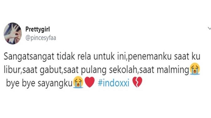 Reaksi netizen IndoXXI (Sumber: Twitter/pincesyfaa)