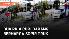 Rekaman CCTV dua pria curi barang berharga milik sopir truk yang sedang fokus dalam mengisi bahan bakar mengundang perhatian