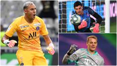 Kiper Paris Saint-Germain, Keylor Navas, menjadi kiper dengan rating performa tertinggi di kompetisi Liga Champions. Kiper berusia 33 tahun ini mampu tampil gemilang dan membawa PSG hingga ke final Liga Champions. Berikut 5 kiper terbaik di Liga Champions 2019/2020. (kolase foto AFP)