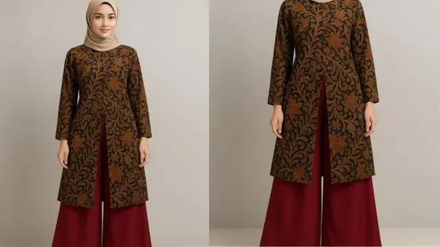 rekomendasi padu padan bawahan untuk tunik batik belah panjang
