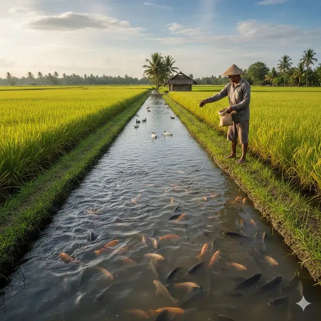Model Usaha Ternak Campuran Sawah (Foto: Gemini AI)