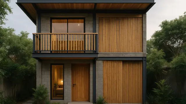 Desain Rumah Kecil dari Kayu dan Bambu yang Tetap Modern