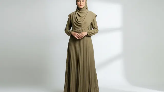 The Khaki Syar'i Set with Pleats (Khaki/Cokelat Muda)