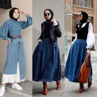 Intip referensi padu padan hijab dengan rok jeans berikut ini untuk inspirasi OOTD yang kece. (Instagram/meiraniap/elifd0gan).