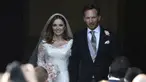 Geri Halliwell, mantan personel Spice Girls resmi menikah dengan Christian Horner, seorang bos F1, di gereja St. Mary di Berdfordshire, Inggris, Jumat (15/5/2015). (REUTERS/Toby Melville)