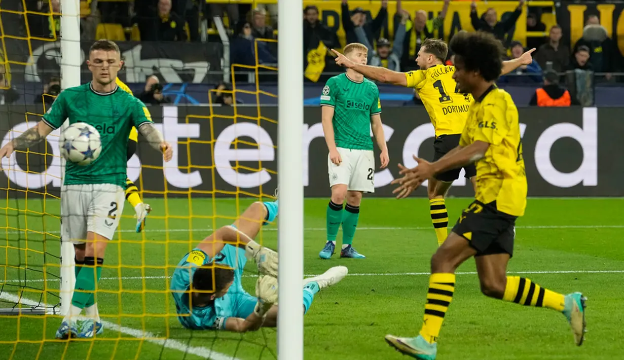 Niclas Fullkrug lebih dulu membawa Borussia Dortmund unggul pada menit ke-29. (AP Photo/Martin Meissner)