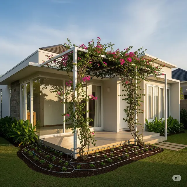 Pergola dengan Tanaman Rambat
