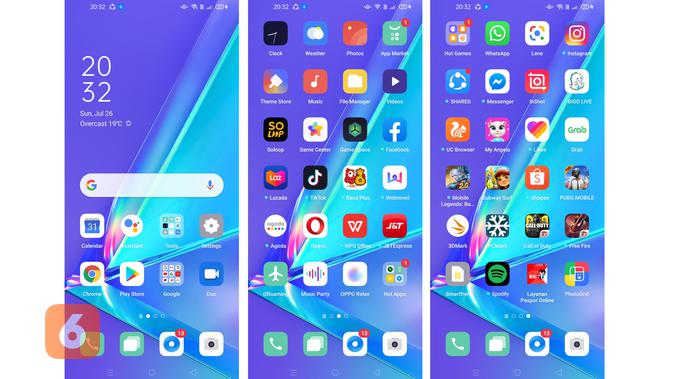 Tampilan UI Oppo A92 dengan Color OS versi 7 (Liputan6.com/ Agustin Setyo W)