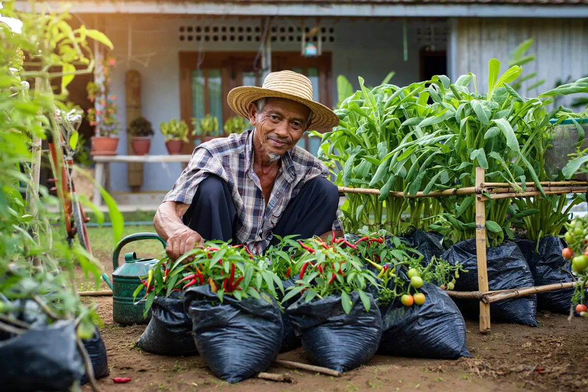 Ide Kebun Sayur untuk Bapak-Bapak Pensiunan (AI)