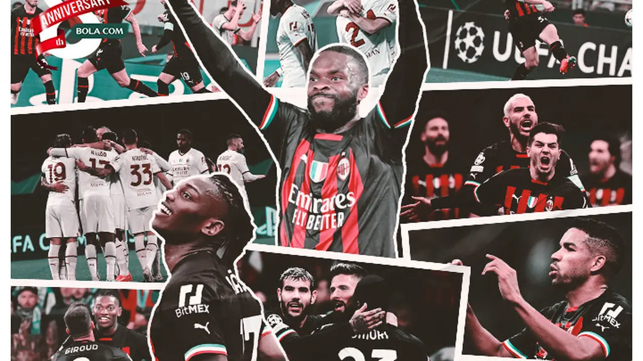 AC Milan - Kolase Foto Selebrasi Gol AC Milan di Liga Champions Musim Ini