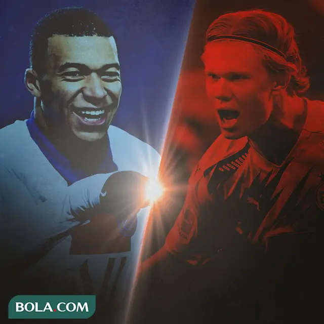 Ilustrasi - Kylian Mbappe Vs Erling Haaland