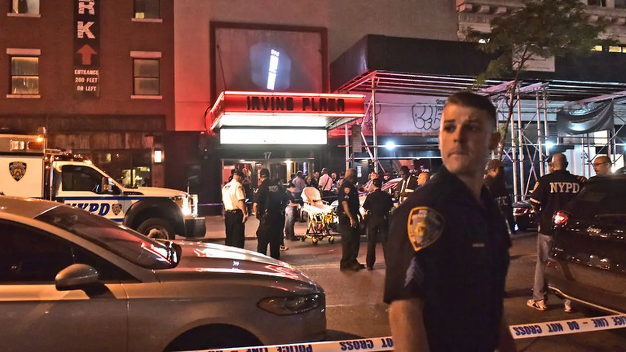 Lokasi penembakan di konser rap yang digelar di Irving Plaza, Manhattan, AS. (New York Times)