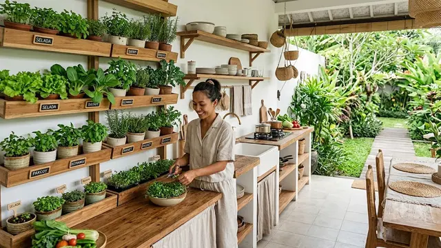 Dapur Terbuka dengan Kebun Sayur Mini (AI Generated)