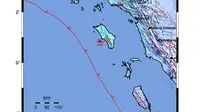 Gempa bumi dengan magnitudo 5,4 mengguncang wilayah barat daya Nias Barat, Sumatera Utara, pada Rabu (7/5) pukul 14.09 WIB. (Tim News).