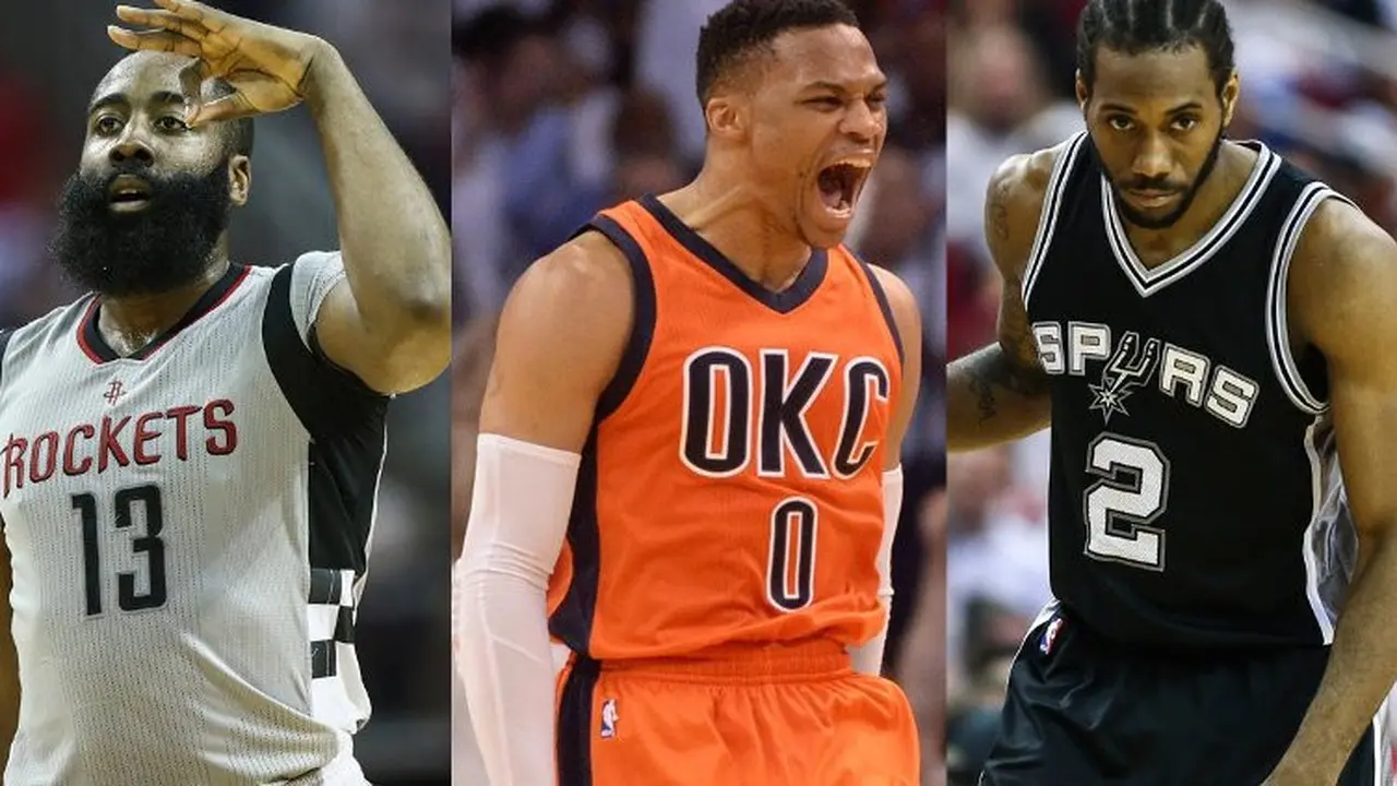 James Harden, Russell Westbrook, Kawhi Leonard 