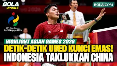 Detik-detik menegangkan Moh. Zaki Ubaidillah alias Ubed memastikan emas untuk tim bulutangkis putra Indonesia di Asian Games Aichi-Nagoya 2026. Tampil di partai kelima sebagai penentu, Ubed sukses mengalahkan Weng Hong Yang dengan skor 23-21, 21-13 s...