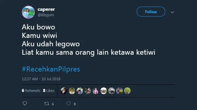 Bikin Ngakak Sekaligus Baper, Ini 7 Twit Nyeleneh Pilpres 2018