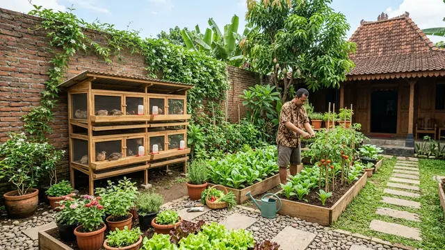 Kandang Puyuh dan Kebun Mini di Belakang Rumah (AI Generated)