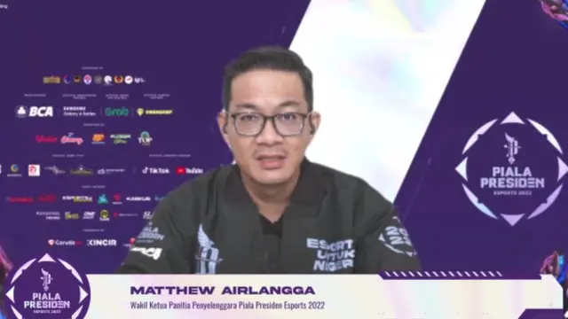 Matthew Airlangga sebagai Wakil Ketua Pengelenggara Piala Presiden Esports 2022.