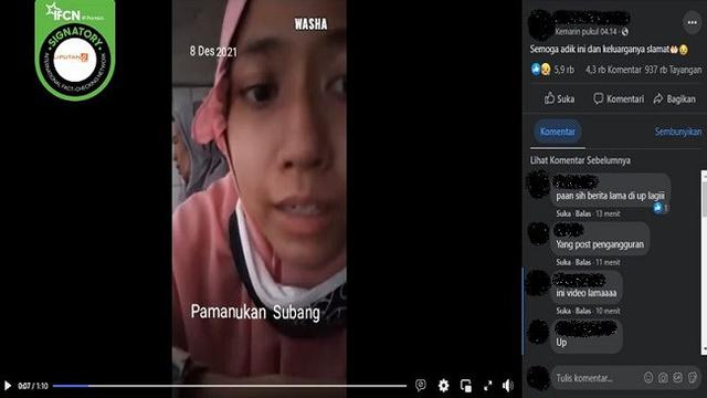 Gambar Tangkapan Layar Video yang Diklaim Banjir di Pamanukan, Subang pada 8 Desember 2021 (sumber: Facebook).