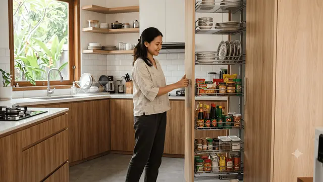 Inspirasi Dapur dengan Rak Piring Tarik