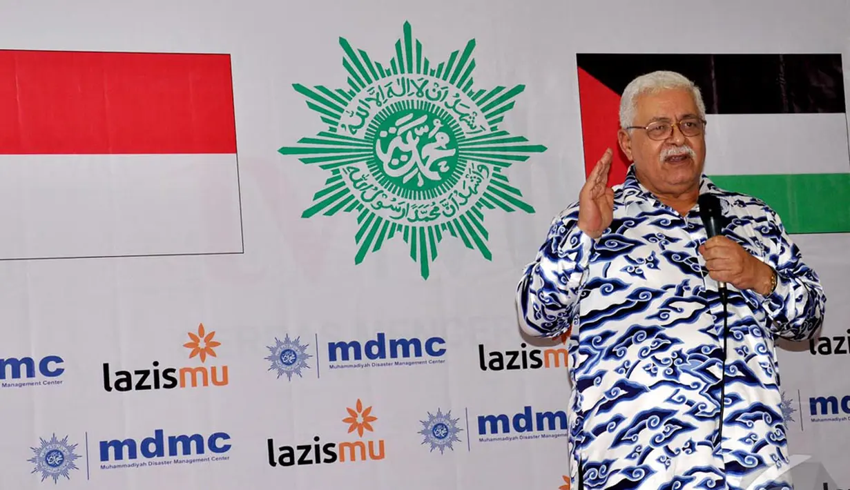 Kedubes Palestina untuk Indonesia Fariz N. Mehdawi mengucapkan terimakasih atas perhatian Masyarkat Indonesia kepada rakyat Palestina, Jakarta, Selasa (9/9/2014) (Liputan6.com/Miftahul Hayat)