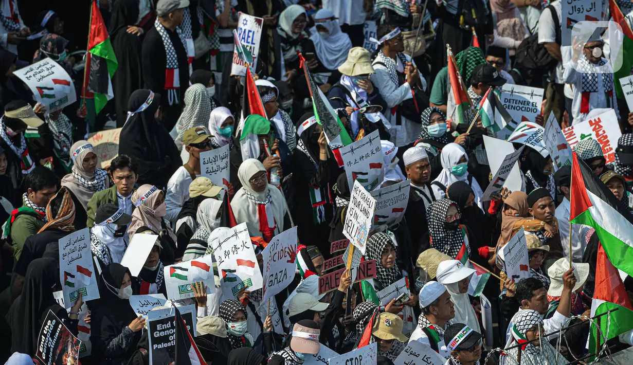 Mereka mengancam Amerika untuk menghentikan dukungan terhadap Israel. (Liputan6.com/Faizal Fanani)
