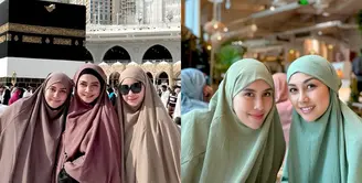 Perdana haji berdua, Aurel Hermansyah tampil menawan kenakan gamis dan hijab serba putih. [@aurelie.hermansyah].