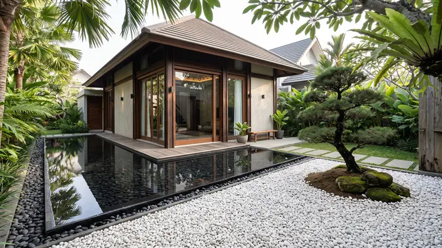 Desain Taman Kering dan Kolam Refleksi