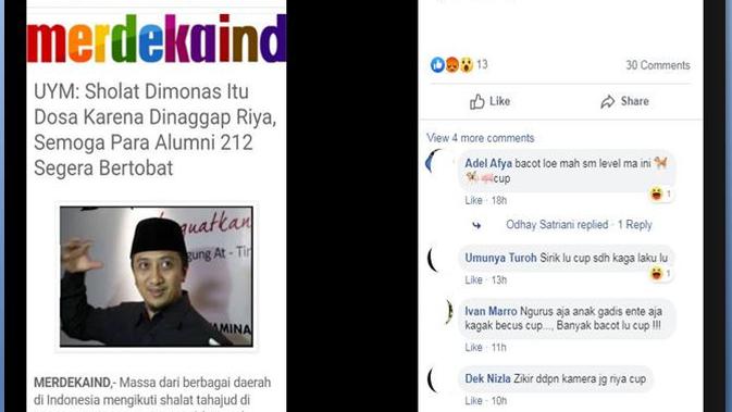 [Cek Fakta] Ustaz Yusuf Mansur Menyebut Salat di Monas Reuni 212 Itu Riya, Benarkah?