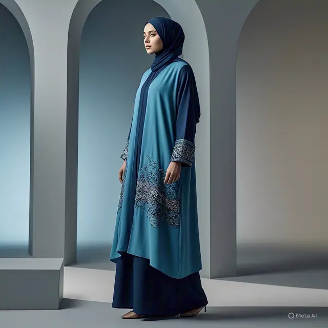 2. Abaya Two-Tone Layer