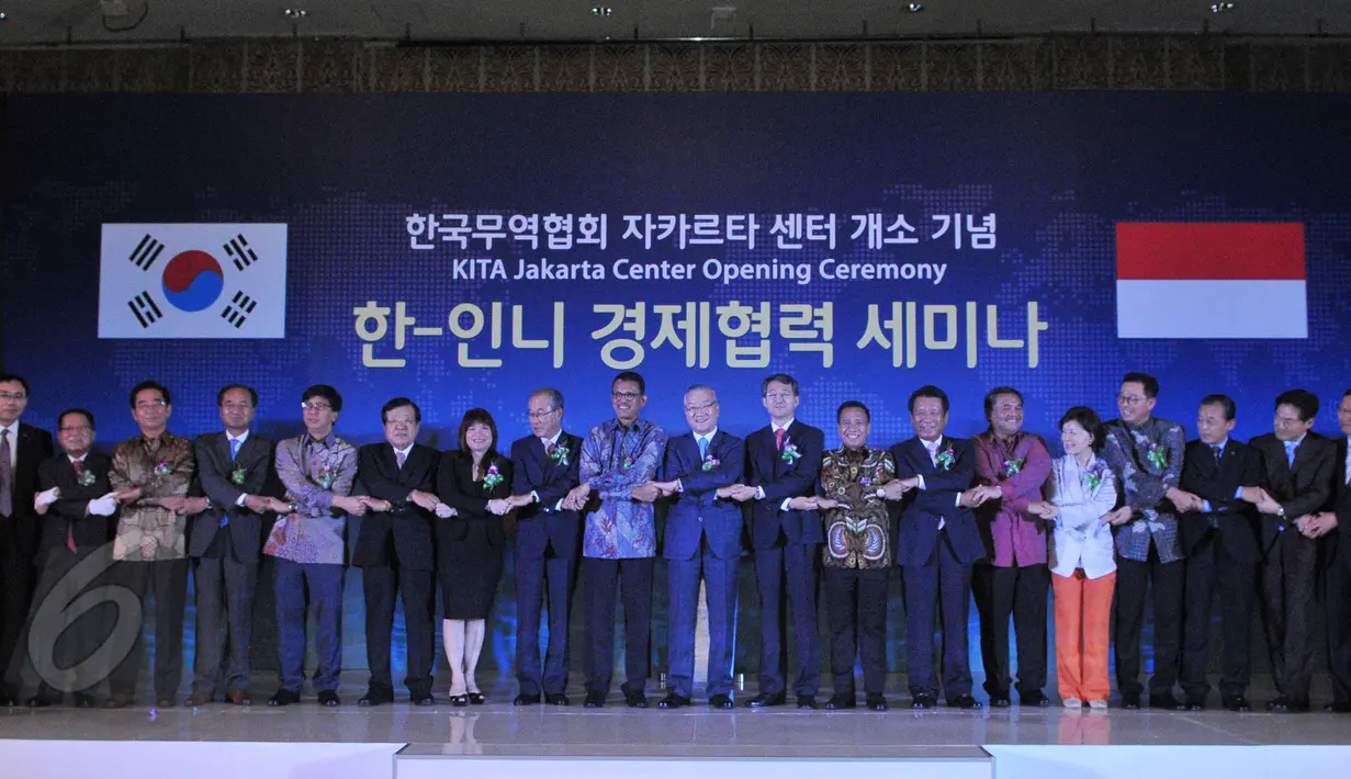 Suasana peresmian kantor cabang Korea International Trade Association (KITA) di  Ritz Carlton, Jakarta, Selasa (9/6/2015). (Liputan6.com/Herman Zakharia)