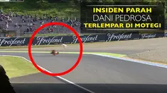 Video insiden kecelakaan parah pebalap Repsol Honda, Dani Pedrosa, yang sampai terlempar di sirkuit Motegi, Jepang.
