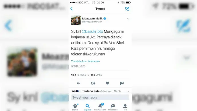  Dubes Inggris untuk Indonesia Moazzam Malik utarakan simpati soal Ahok Dipenjara (Twitter)