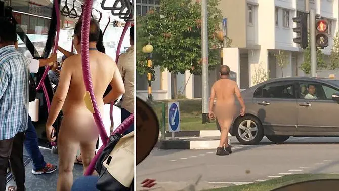 Pria misterius yang berkeliaran di Tampines, Singapura dalam kondisi telanjang bulat. (Yew Kwang Lim, Huang Jiaxing/Facebook)