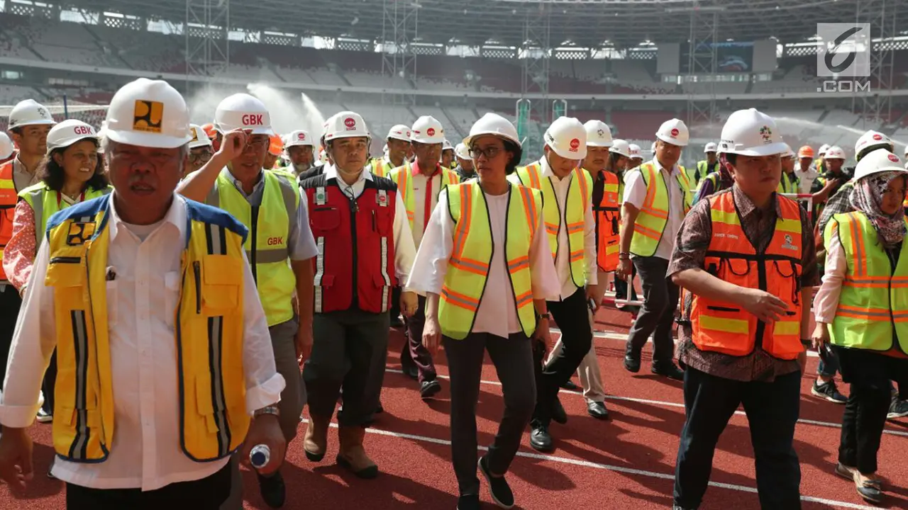 Sri Mulyani dan Menteri Basuki Blusukan Cek Venue Asian Games 2018