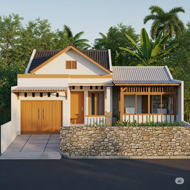 Desain Rumah Sederhana Ada Garasi Mobil. Foto: Gemini