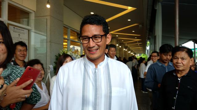Cawapres Nomor Urut 2 Sandiaga Salahuddin Uno Mengaku mendapat banyak bekal ilmu sebagai seorang pengusaha dari Pendiri Sinar Mas Grup Eka Tjipta Widjaja (Maulandy/Liputan6.com)