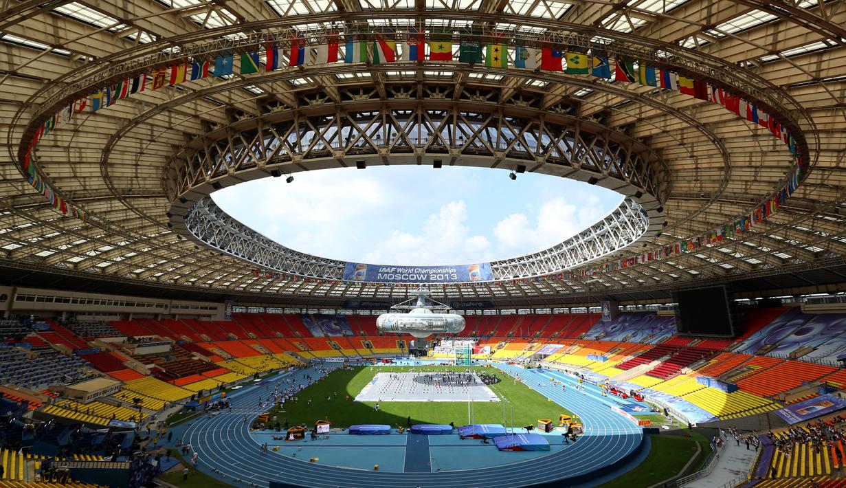 Suasana Stadion Luzhniki, Moscow, Rabu,(7/8/2013). Stadion Luzhniki akan menjadi stadion untuk pembukaan dan penutupan Piala Dunia 2018 Rusia. (AFP/Kirill Kudrtavtsev)