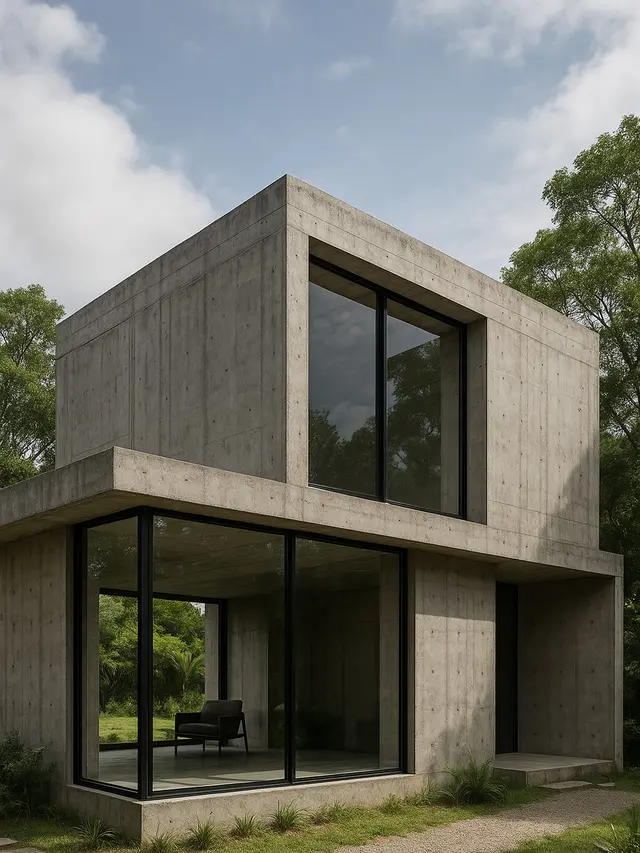 Rumah Sederhana dengan Jendela Kaca Besar (Foto: ChatGPT)