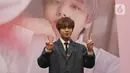 Penyanyi idola K-pop, Park Jihoon berpose untuk awak media sebelum memulai konsernya di ICE BSD Hall 5, BSD, Tangerang Selatan, Sabtu (15/2/2020). Mantan anggota Wanna One itu menggelar acara jumpa penggemar sekaligus konser bertajuk “Park Jihoon FanCon Asia Tour”. (Liputan6.com/Angga Yuniar)