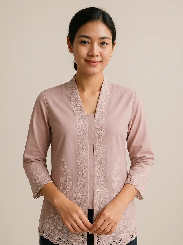 Kebaya Encim Modern Potongan Lurus (Foto: Rizka Nur Laily via ChatGPT)