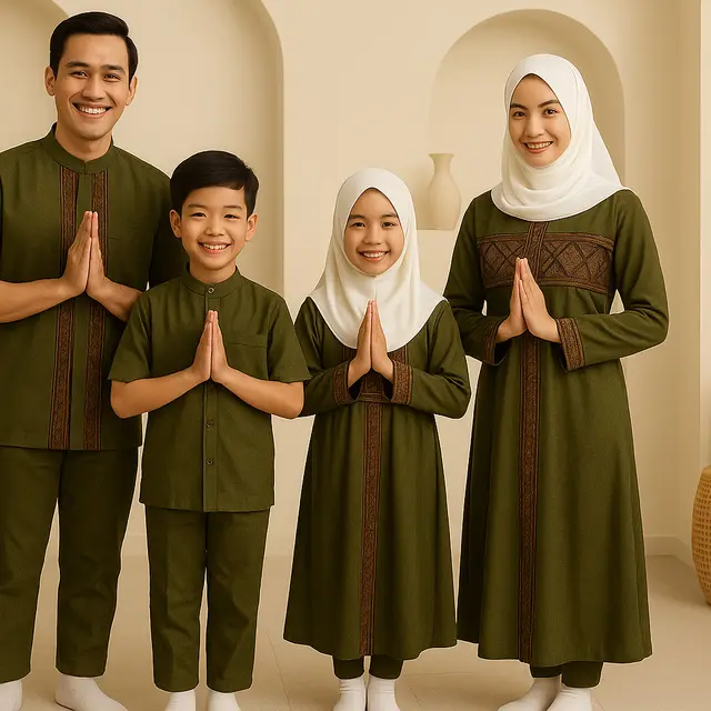 Inspirasi Model Outfit Sholat Ied Keluarga 2025 yang Serasi dan Adem/via ChatGPT